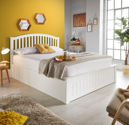 Bed Master Grayson White Wooden Ottoman Bed Frame