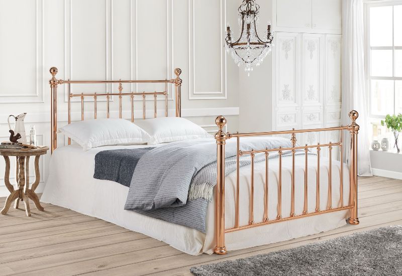 Time Living Alexander Rose Gold Metal Bed Frame