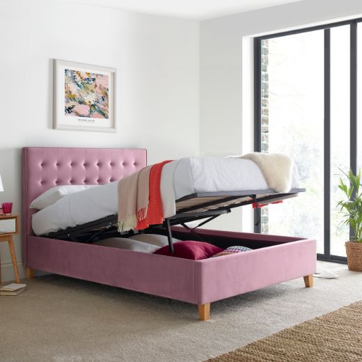 Bed Master Kingham Velvet Fabric Ottoman Bed Frame