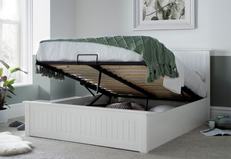 Bed Master Dawson Wooden White Ottoman Bed Frame