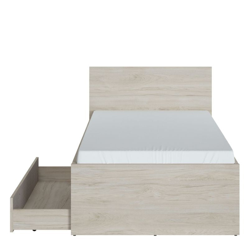 Denim 3ft Bed With 1 Drawer In Light Walnut, Grey Fabric Effect And Cashmere