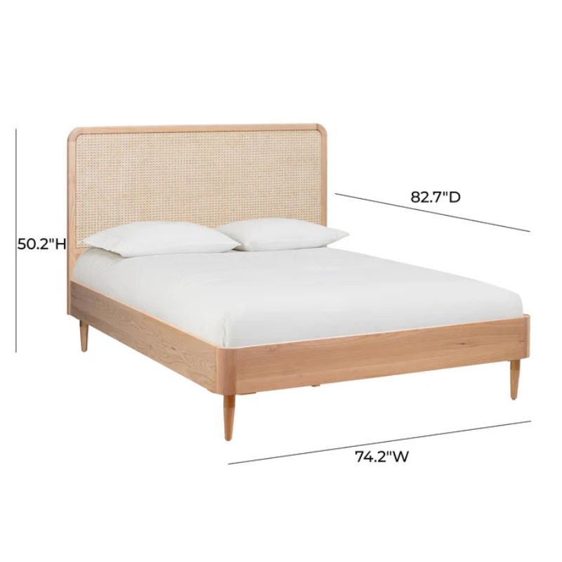 Tov Furniture Carmen Natural Ash and Cane Bed Frame