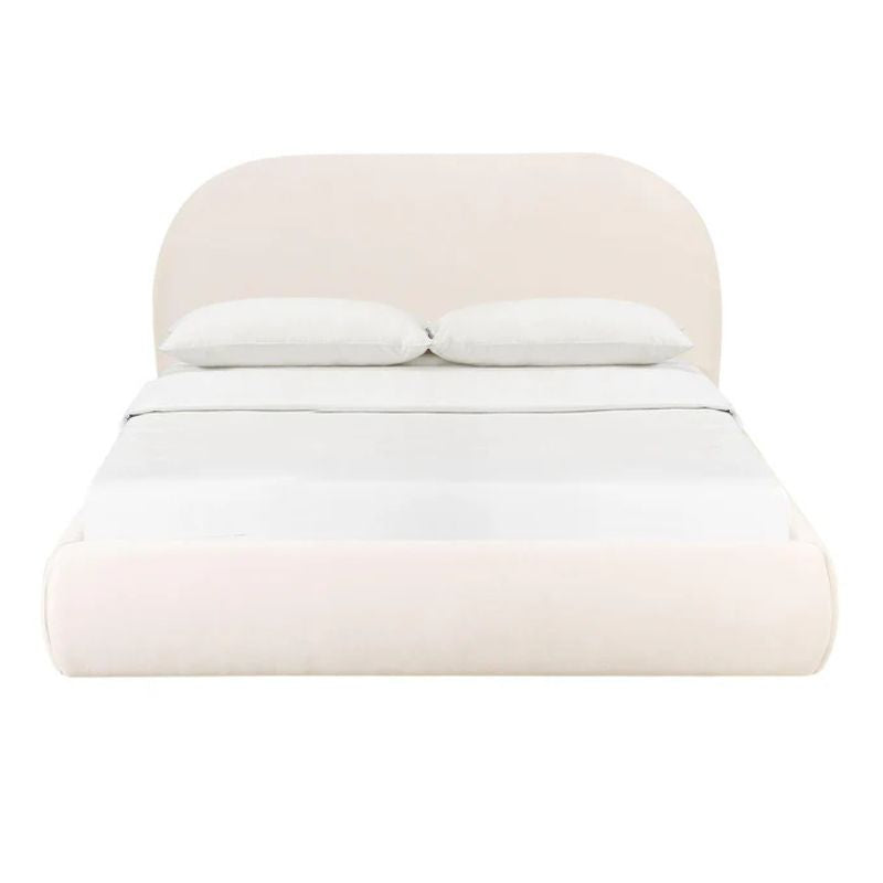 Tov Furniture Bara Cream Textured Velvet Bed Frame