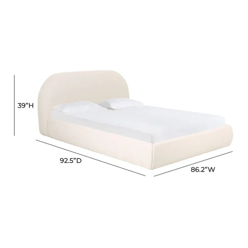 Tov Furniture Bara Cream Textured Velvet Bed Frame